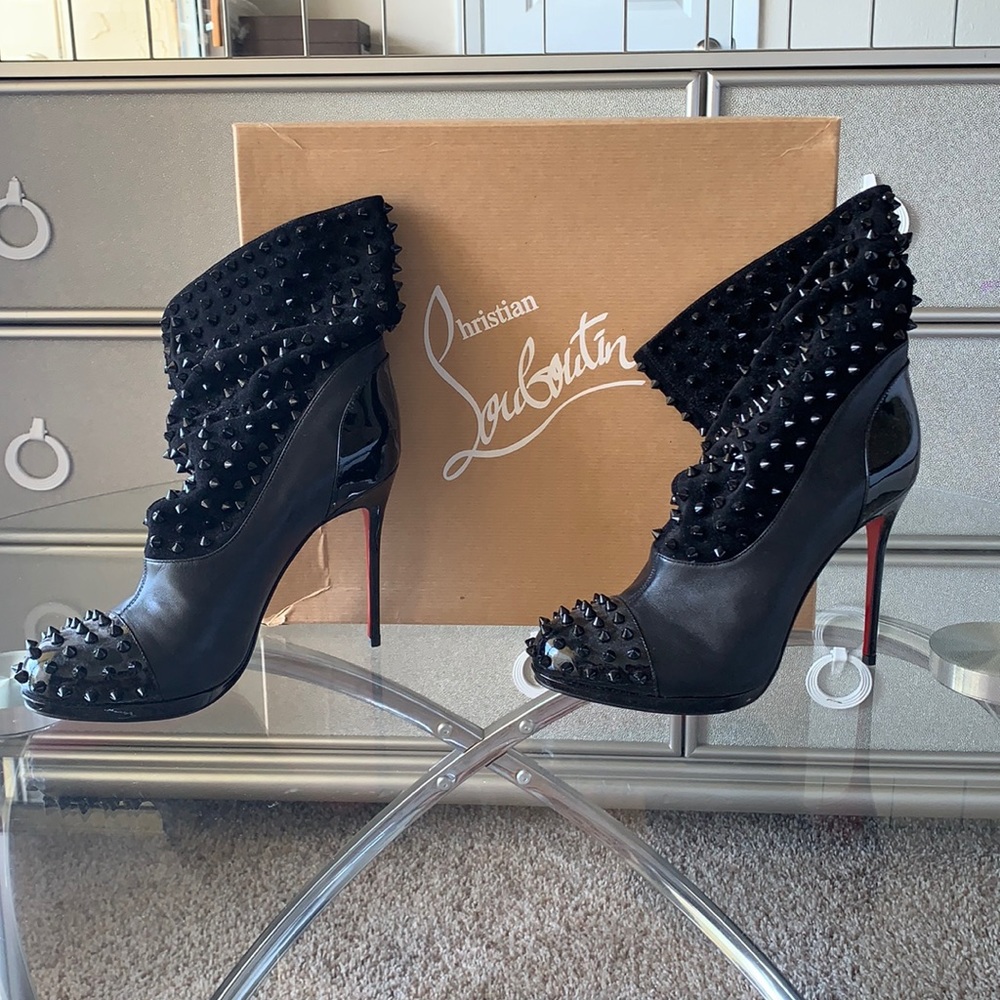100% Authentic Black Studded Louboutin Ankle Boots